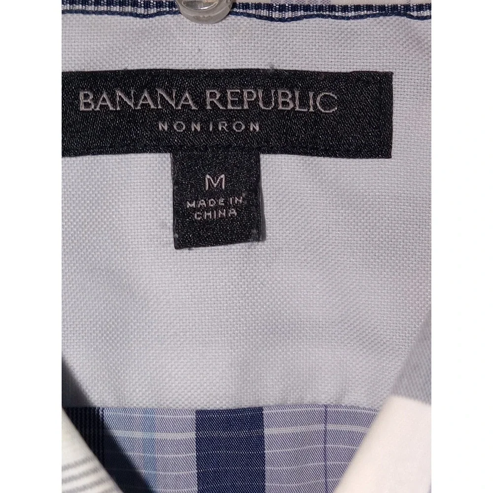 BANANA REPUBLIC Camden Fit Cotton Purple Grey‎ Check Dress Shirt Medium Office